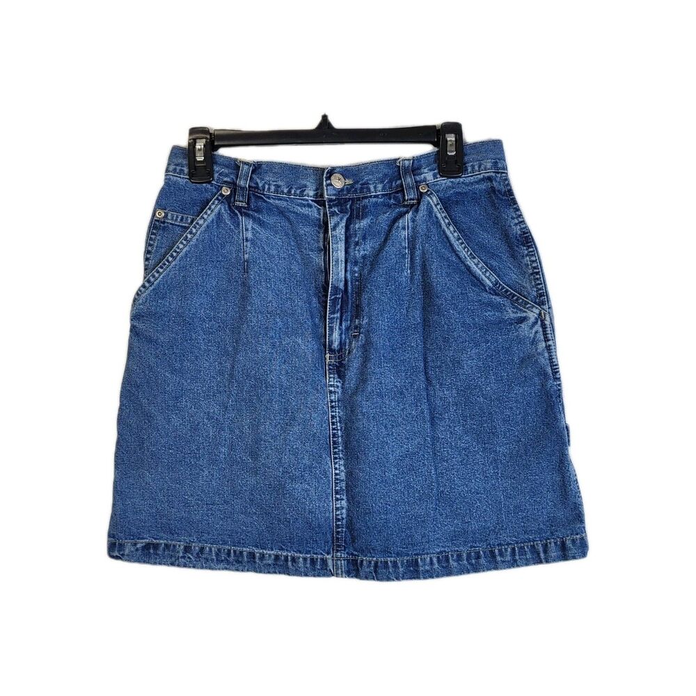True Blue Women's 9 10 Denim Jean Knee Length Skirt Cotton Y2K 90s Grunge Punk